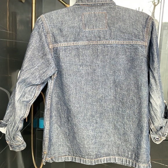 Fubu sports thick denim shirt size Xs womens small cropped sleeve y2k - Picture 4 of 9